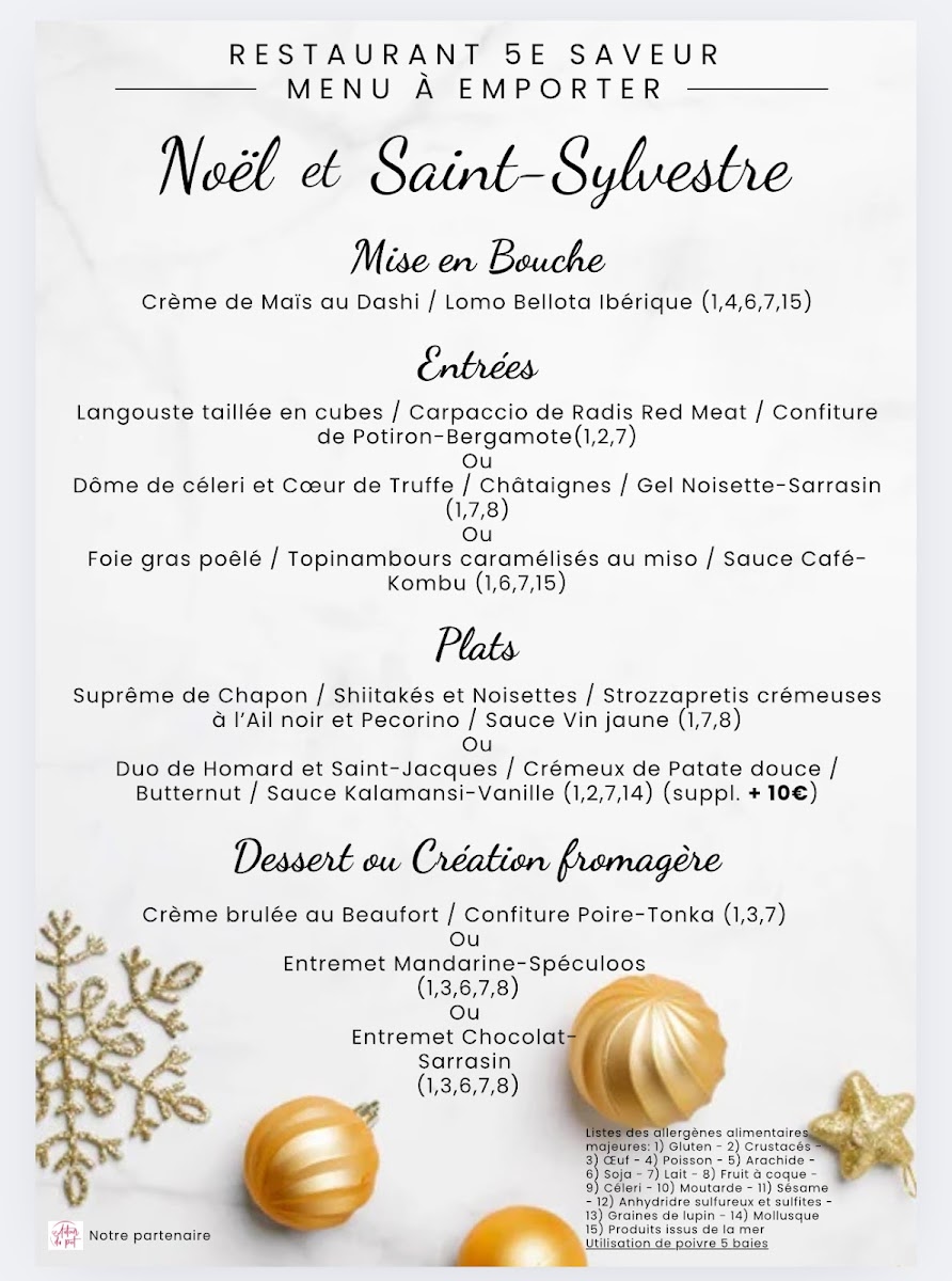 Menu Restaurant 5E Saveur - L’Atre-1