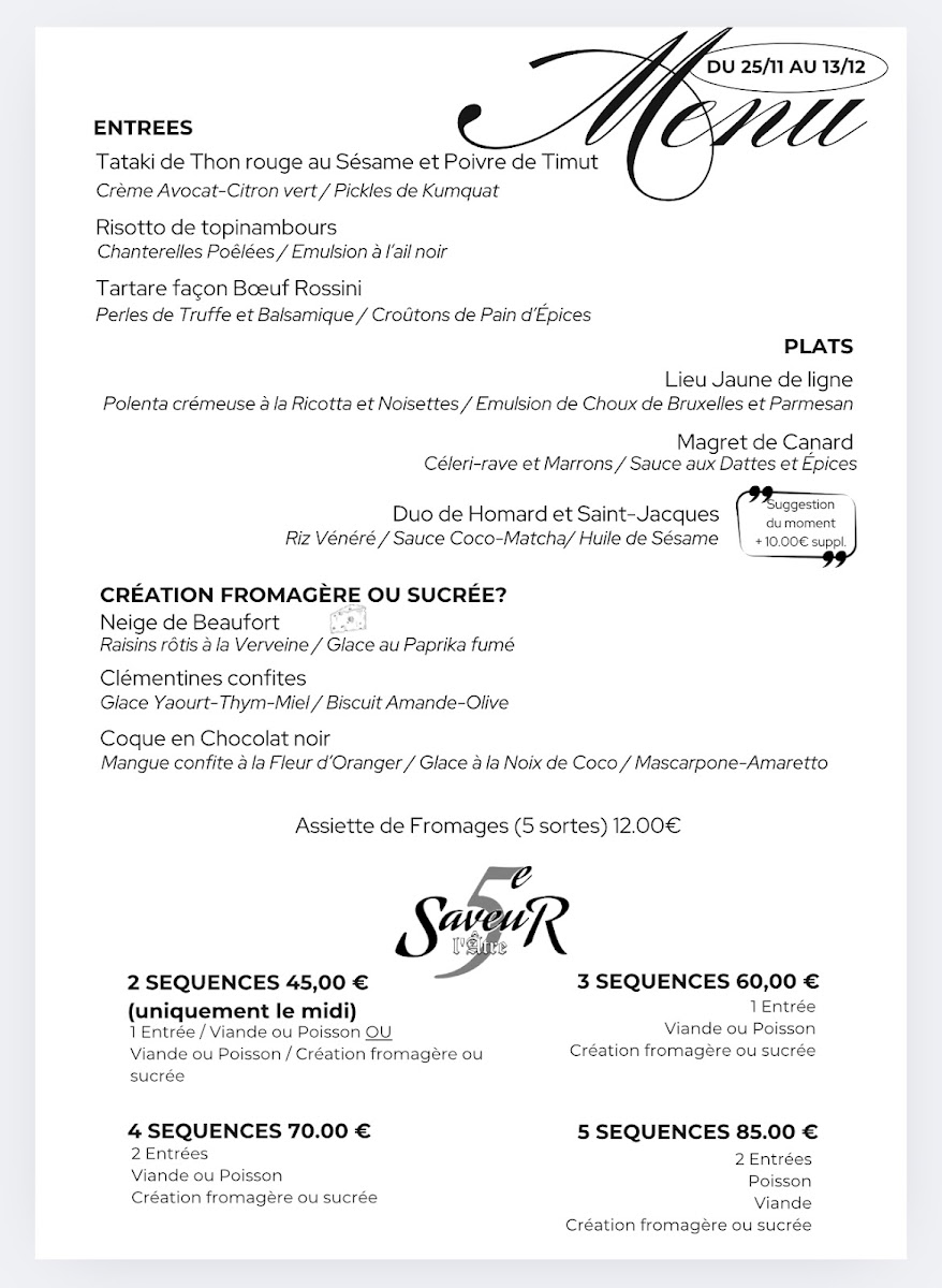 Menu Restaurant 5E Saveur - L’Atre-3